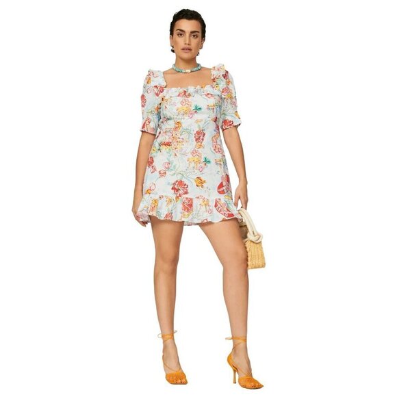 Rixo Camile Ruffle Mini Dress Multicolor in 8 Womens Linen ruffle - Picture 15 of 16